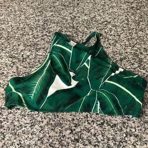 Palm Leaf Print Swimsuit Top- Cupshe